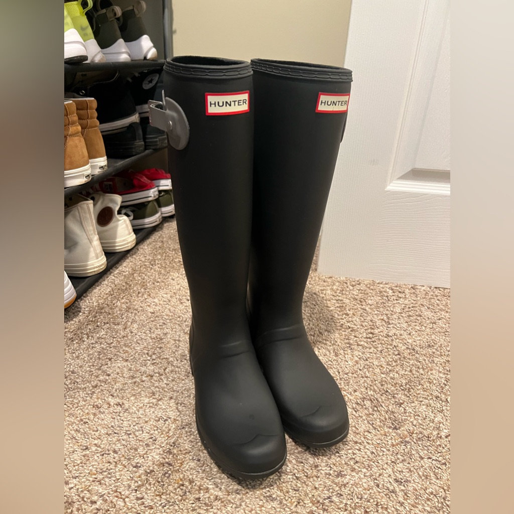 Hunter Boots Women’s Original Tall With Grey Stripe